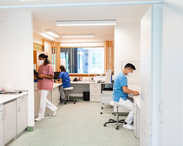 People working in hospital administration department