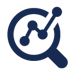 magnify glass looking at data points icon