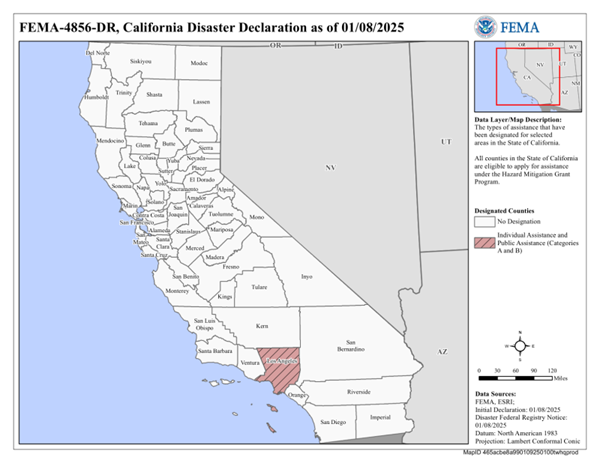 FEMA LA disaster map 20250108