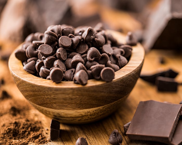 A bowl of chocolate chips