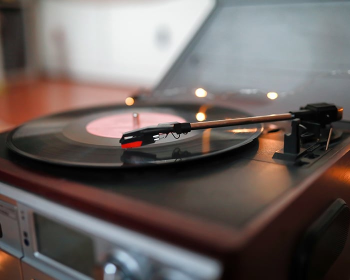 Vinyl record on old player
