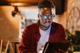man using tablet