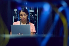 woman working on laptop
