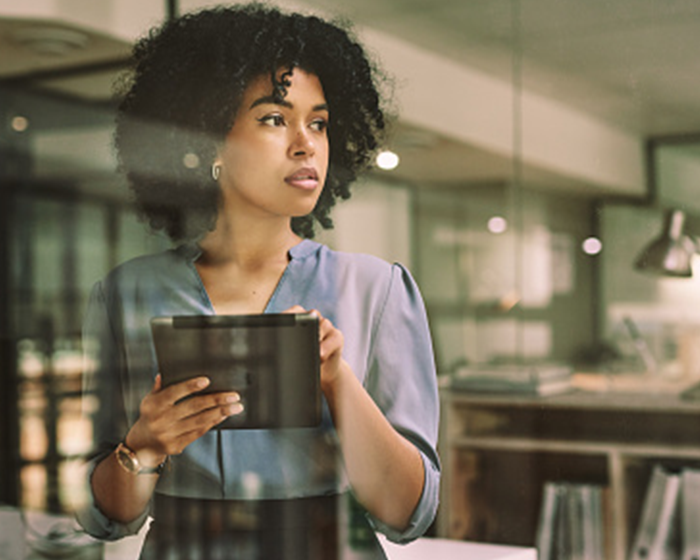 woman on tablet