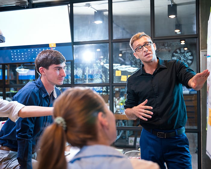 employees in a meeting