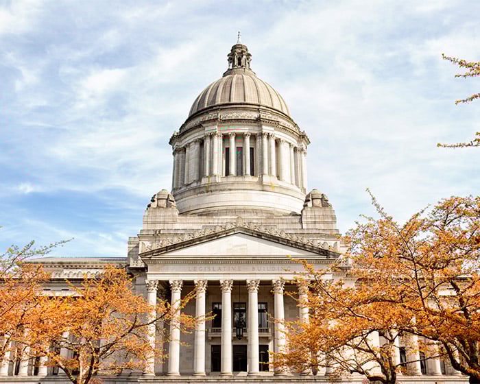 Washington State Capitol Building in fall