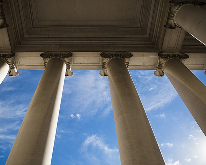 Tall building with white columns