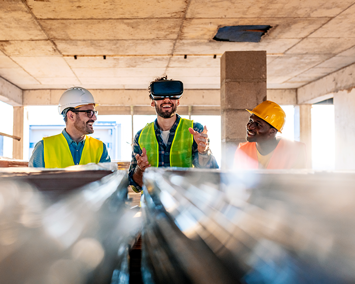 Construction Workers using a Virtual Reality Headset