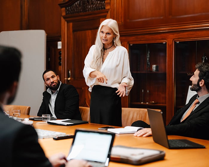 Woman speaking at a meeting