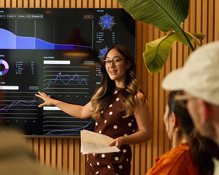 woman presenting at a meeting