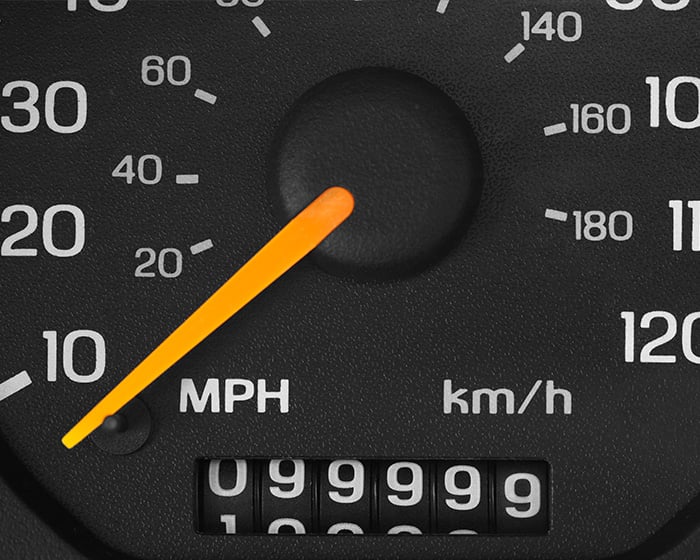 An odometer turning over