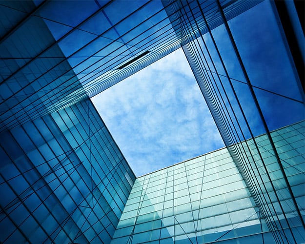 Modern geometric glass building