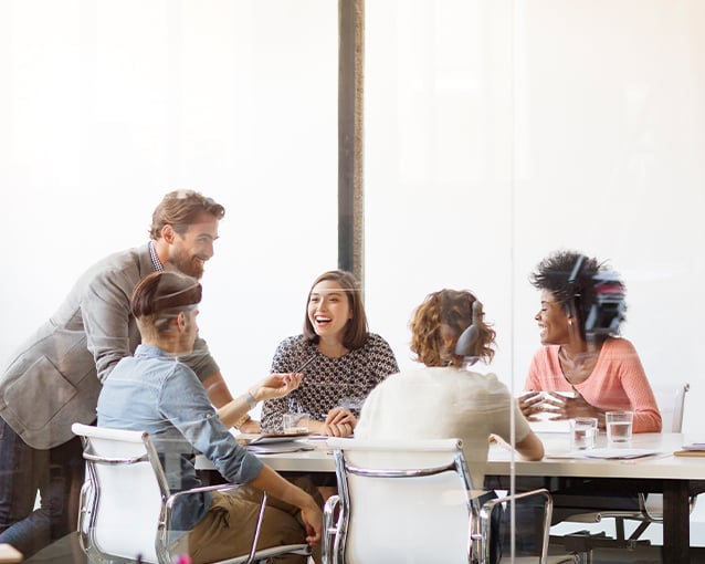 coworkers meeting at table