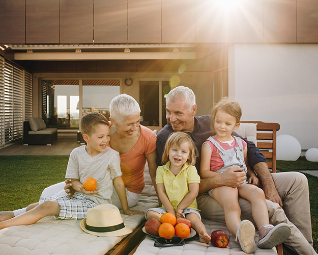 grandparents with their grandchildren