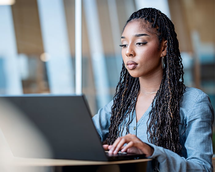 woman using computer