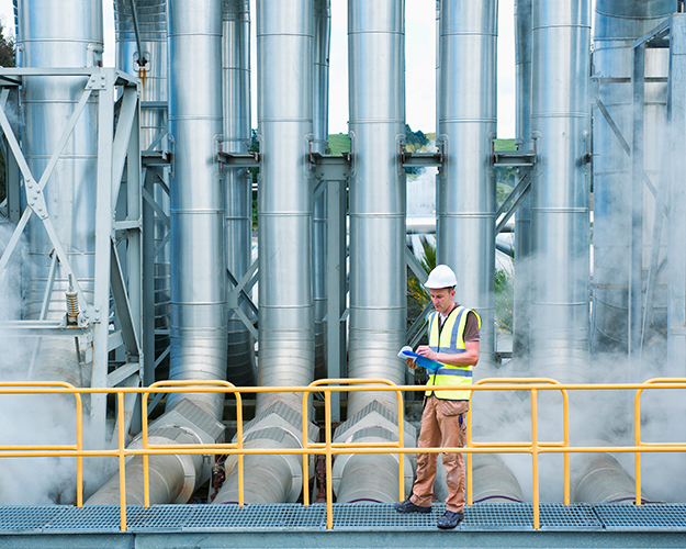 Man working at utility plant
