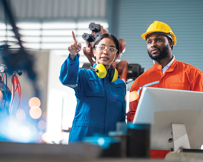 two factory workers