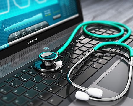 Stethoscope on a computer