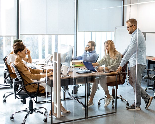 working in clear office