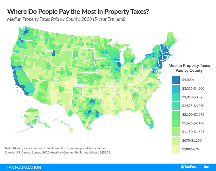Tax Foundation map of 2022 property taxes