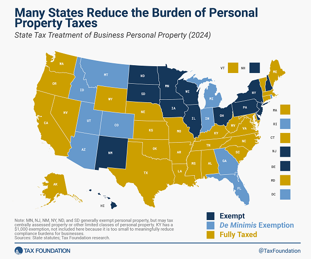 Tax Foundation map of personal property taxes