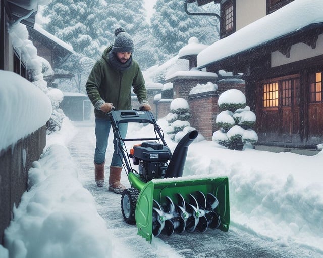 Bing Copilot DALL E-3 image of electric snowblower