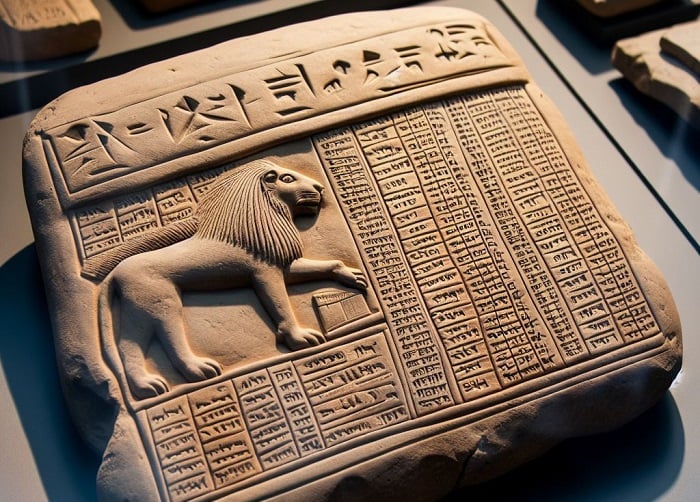 Bing Copilot DALL-E 3 image of a Babylonian clay tablet.