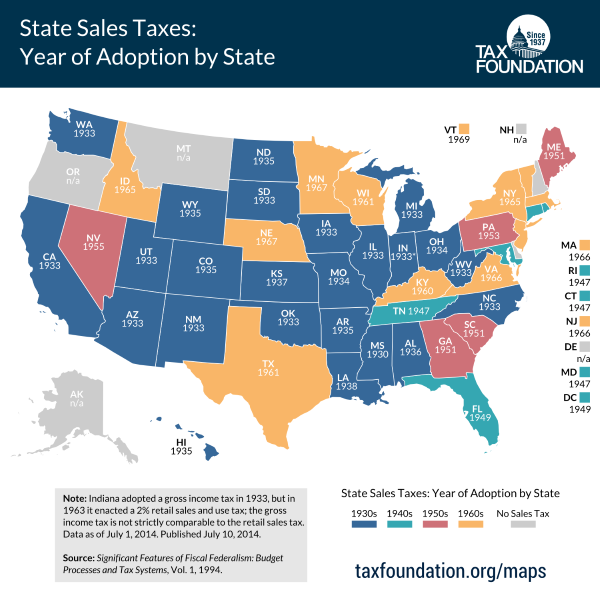 Tax Foundation State Sales Tax Map