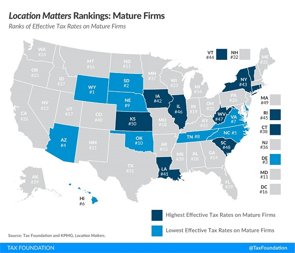 Tax Foundation Location Matters state tax environment map mature firms