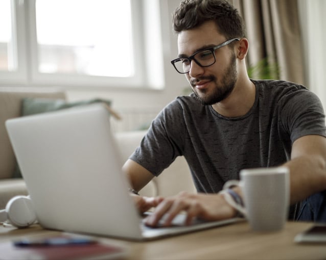 man on computer