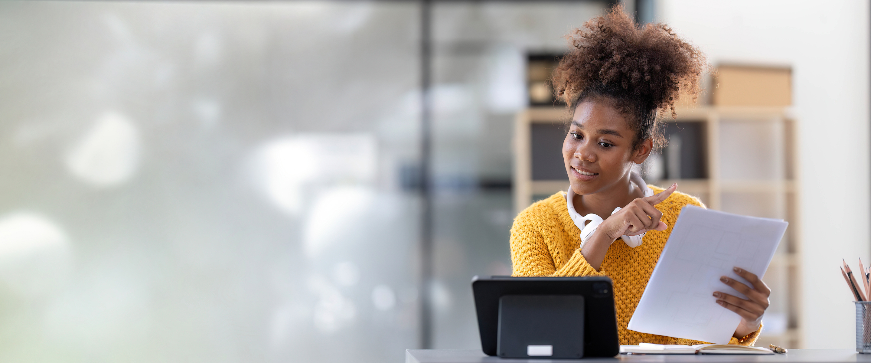 woman virtually teaching