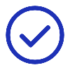 blue icon depicting a circle and checkmark