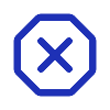 blue icon depicting a stop sign with an X in the middle