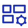 blue icon depicting a dashboard, settings, or a layout
