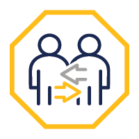 icon depicting two people talking or transferring information