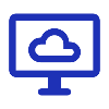 Blue icon depicting a desktop with a cloud icon on it