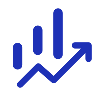 blue icon depicting analytics or metrics increasing. 