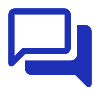 blue icon depicting a conversation