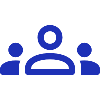 blue icon depicting a group of three people