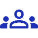 blue icon depicting a group of three people