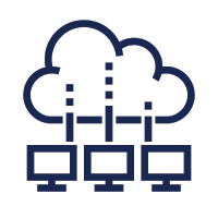 graphic of computers uploading or downloading from a cloud