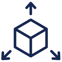 icon of box with 3 arrows pointing out
