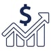 line chart or bar chart and money icon