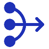blue icon depicting streamlining