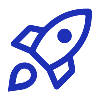 blue icon depicting a rocket launch