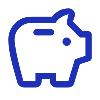 blue icon depicting savings or a piggy bank