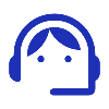 blue icon depicting support agent