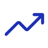 blue icon depicting upward arrow or improvement