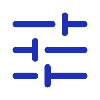 blue icon depicting tailoring or personalizing