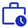 blue icon depicting briefcase and clock